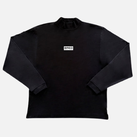 Box Logo Sueded Cotton Jersey Mock Turtleneck